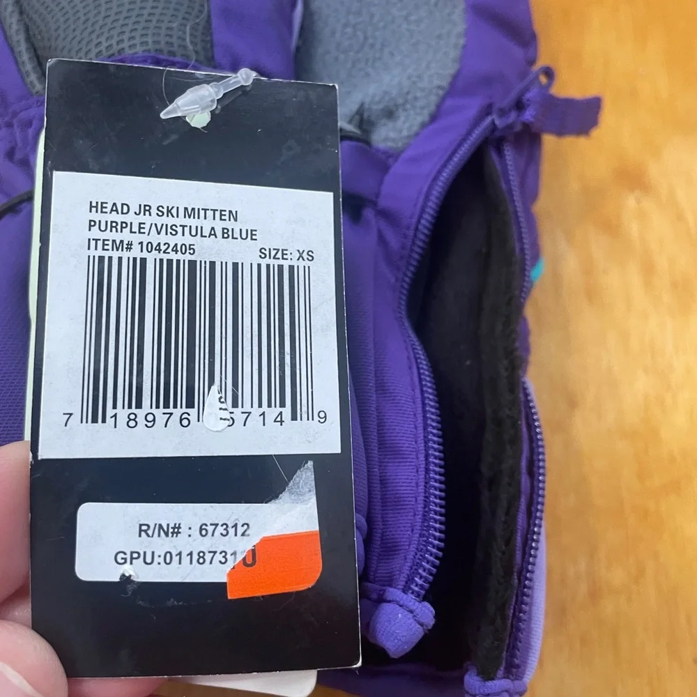 Head Purple & Light Purple Kids Ski Mittens with Teal Trim, Junior size, NWT